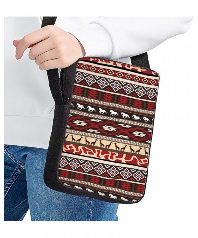 Custom Shoulder Bag Messenger Bag Portable Crossbody Pouch with Adjustable Straps Southwest Aztec $9.53 Crossbody Bags