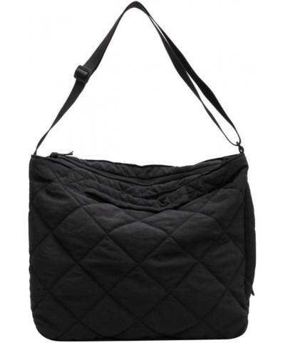 Puffer Tote Bag Women Quilted Shoulder Crossbody Handbag Lattice Nylon Padded Hobo Cotton Puffy Purse Casual Satchel B-black ...