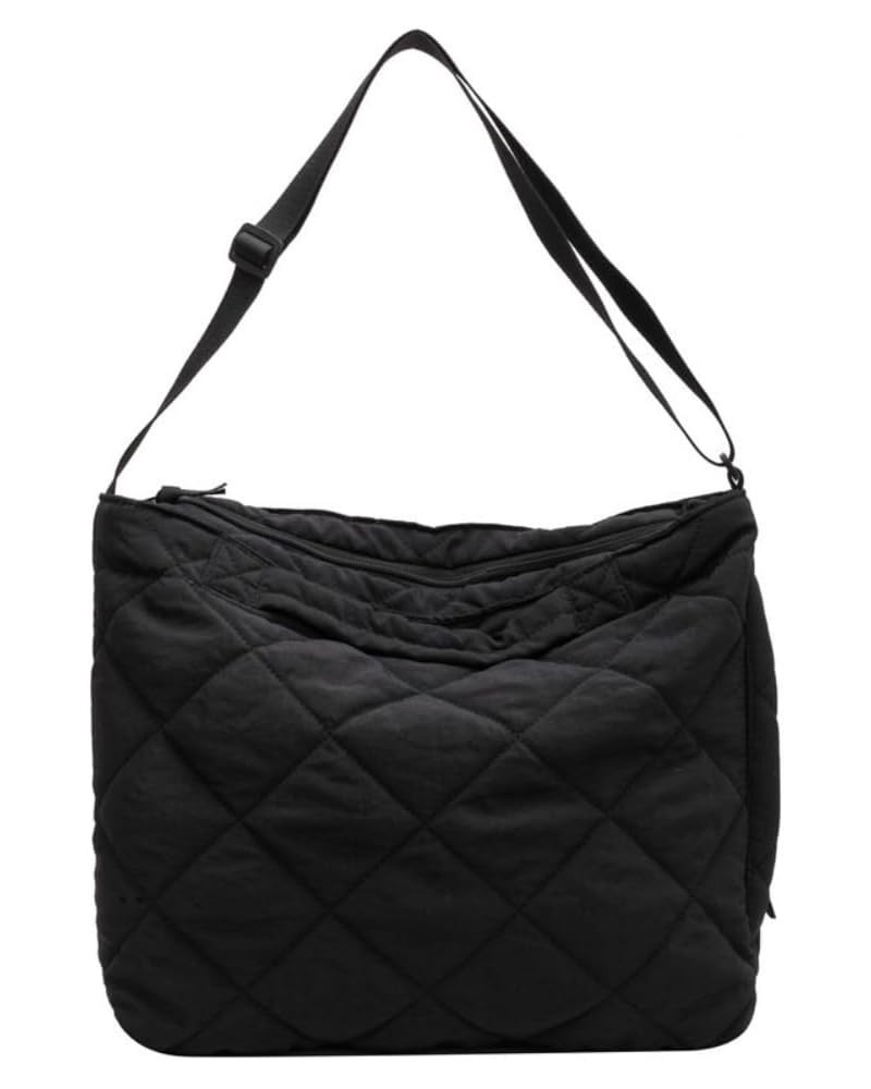 Puffer Tote Bag Women Quilted Shoulder Crossbody Handbag Lattice Nylon Padded Hobo Cotton Puffy Purse Casual Satchel B-black ...