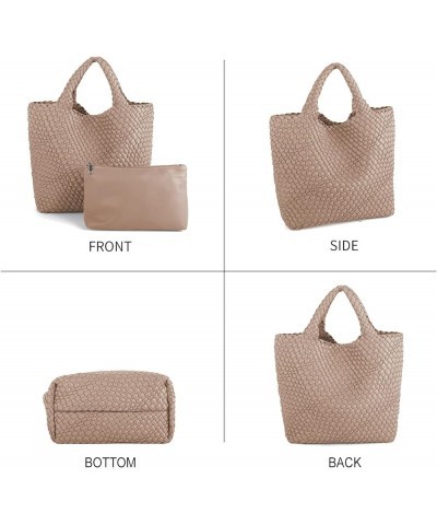 Vegan Leather Hand-Woven Bag Purses and Handbags for Woman Top Handle Satchel Bags Ladies Leather Totes Apricot-2 $19.60 Totes