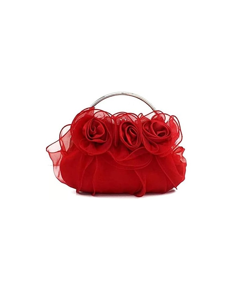 Evening Bag Both Side Sparkly Bag， Flower Lace Evening Bag Lady Handbag, Bridal Bag, Wedding Banquet Bag (Color : Red) Red $3...