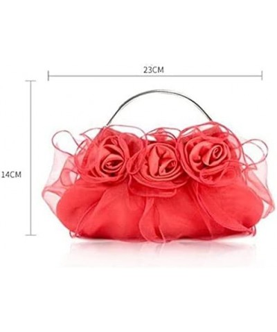 Evening Bag Both Side Sparkly Bag， Flower Lace Evening Bag Lady Handbag, Bridal Bag, Wedding Banquet Bag (Color : Red) Red $3...