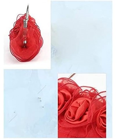 Evening Bag Both Side Sparkly Bag， Flower Lace Evening Bag Lady Handbag, Bridal Bag, Wedding Banquet Bag (Color : Red) Red $3...