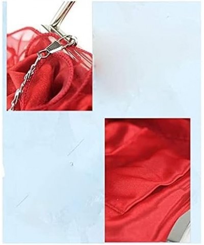 Evening Bag Both Side Sparkly Bag， Flower Lace Evening Bag Lady Handbag, Bridal Bag, Wedding Banquet Bag (Color : Red) Red $3...