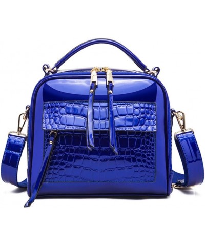 Women Purses and Handbags Patent PU Crocodile Pattern Top Handle Satchel Crossbody Shoulder Bags Purple Blue $37.95 Totes