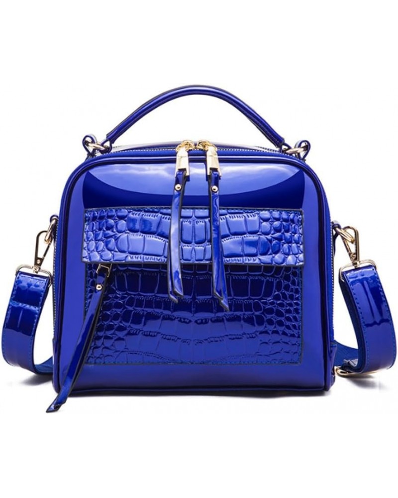 Women Purses and Handbags Patent PU Crocodile Pattern Top Handle Satchel Crossbody Shoulder Bags Purple Blue $37.95 Totes