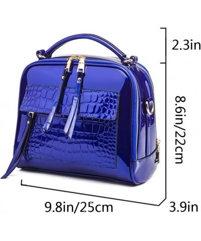 Women Purses and Handbags Patent PU Crocodile Pattern Top Handle Satchel Crossbody Shoulder Bags Purple Blue $37.95 Totes