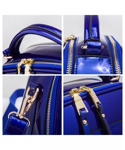 Women Purses and Handbags Patent PU Crocodile Pattern Top Handle Satchel Crossbody Shoulder Bags Purple Blue $37.95 Totes