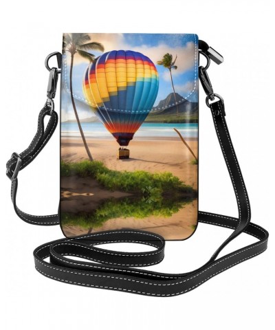 women leather Cell Phone Purse Hawaii Hot Air Balloon pattern Multifunction,Soft, durable,Convenient for daily use and travel...