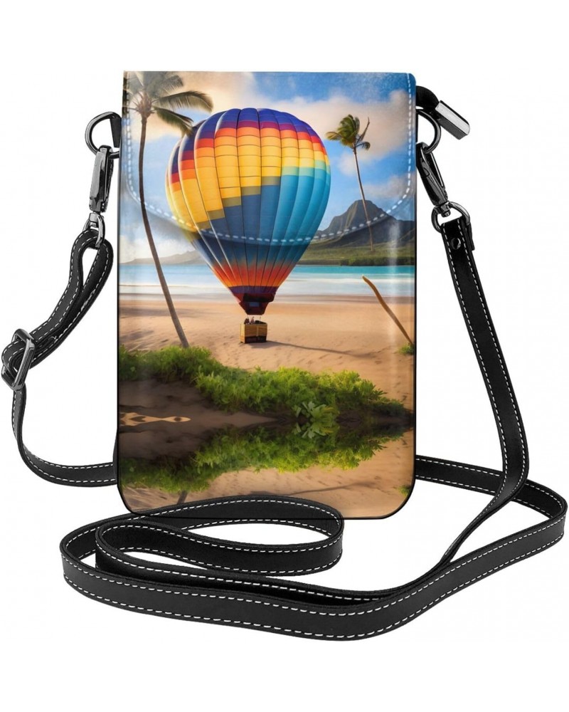 women leather Cell Phone Purse Hawaii Hot Air Balloon pattern Multifunction,Soft, durable,Convenient for daily use and travel...