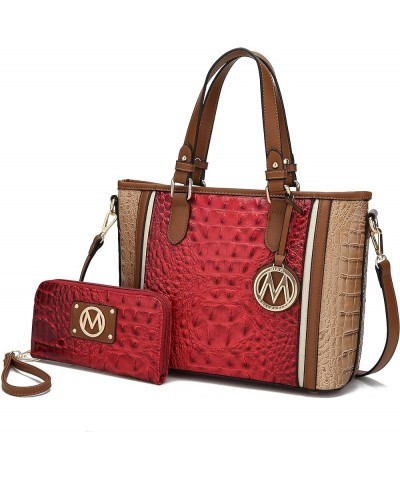 Tote Bag for Women & Wristlet Wallet, Vegan Leather Handbag Top-Handle Satchel Shoulder Purse by Mia k Red Cognac $34.67 Satc...