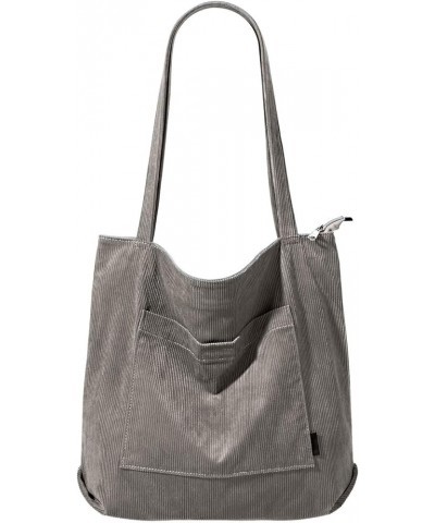 Canvas Shoulder Bag Simple Retro Shoulder Bag Women's Bag Grey $10.44 Shoulder Bags