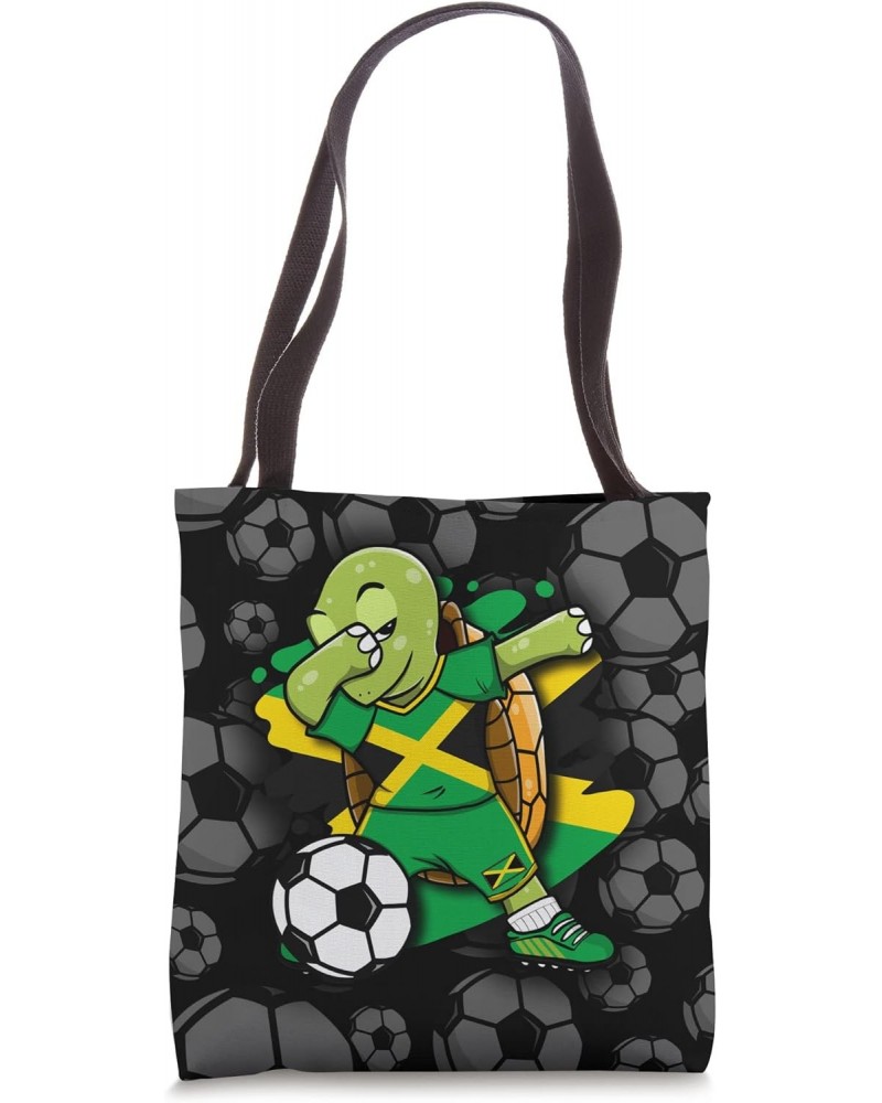 Dabbing Turtle Jamaica Soccer Fans Jersey Jamaican Football Tote Bag $11.00 Totes