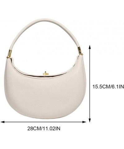 Trendy Shoulder Bag PU Leather Crescent Bag with Hasp Closure Stylish Casual Clutch Purse Soft Half Moon Bag for W White $22....