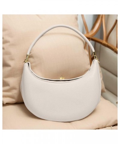 Trendy Shoulder Bag PU Leather Crescent Bag with Hasp Closure Stylish Casual Clutch Purse Soft Half Moon Bag for W White $22....