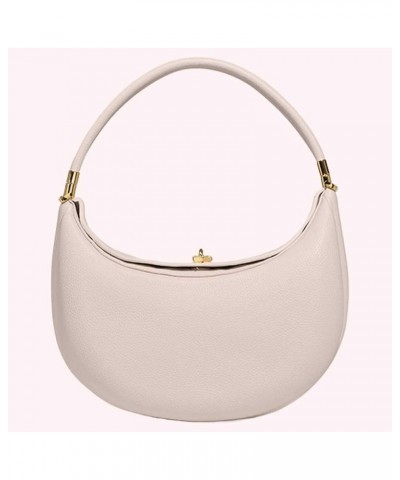 Trendy Shoulder Bag PU Leather Crescent Bag with Hasp Closure Stylish Casual Clutch Purse Soft Half Moon Bag for W White $22....