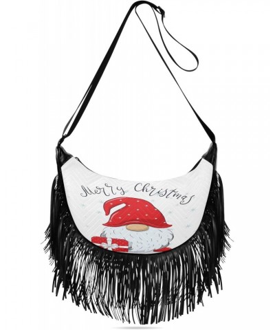 Women's Fringe Crossbody Tassel Purse Cute Cheerful Gnomes Hobo Shoulder Bags Crossbody Handbag with Adjustable Shoulder Stra...