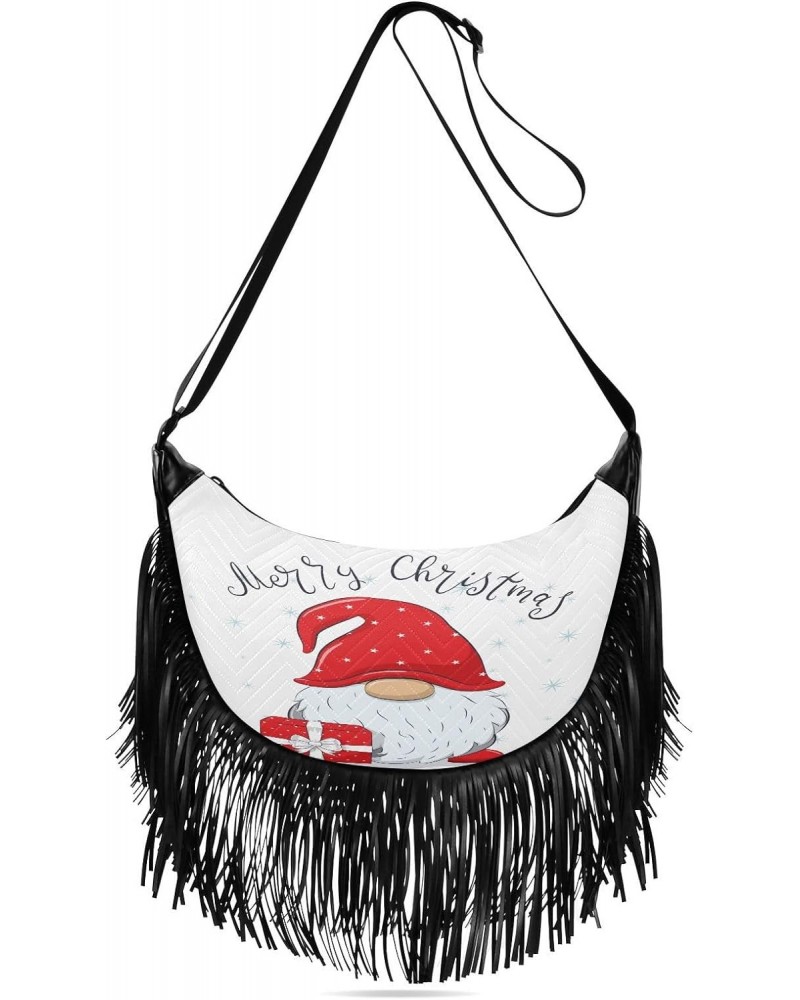 Women's Fringe Crossbody Tassel Purse Cute Cheerful Gnomes Hobo Shoulder Bags Crossbody Handbag with Adjustable Shoulder Stra...