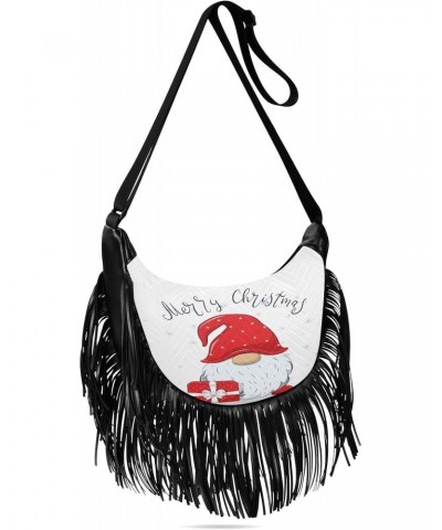 Women's Fringe Crossbody Tassel Purse Cute Cheerful Gnomes Hobo Shoulder Bags Crossbody Handbag with Adjustable Shoulder Stra...