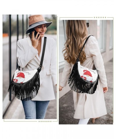 Women's Fringe Crossbody Tassel Purse Cute Cheerful Gnomes Hobo Shoulder Bags Crossbody Handbag with Adjustable Shoulder Stra...