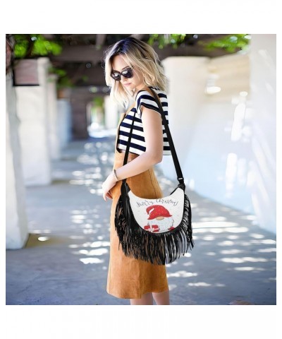 Women's Fringe Crossbody Tassel Purse Cute Cheerful Gnomes Hobo Shoulder Bags Crossbody Handbag with Adjustable Shoulder Stra...