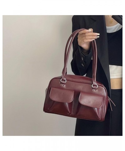 Designer Shoulder Bag Retro Leather Tote bag for Women PU Underarm Purse Trendy Top Handle Satchel Handbag Red $18.32 Totes