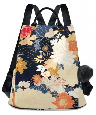 Japanese Floral Flower Womens Backpack Purse Travel Backpack Anti Theft Shoulder Bag Satchel Bags for Travel Work Women Ladie...