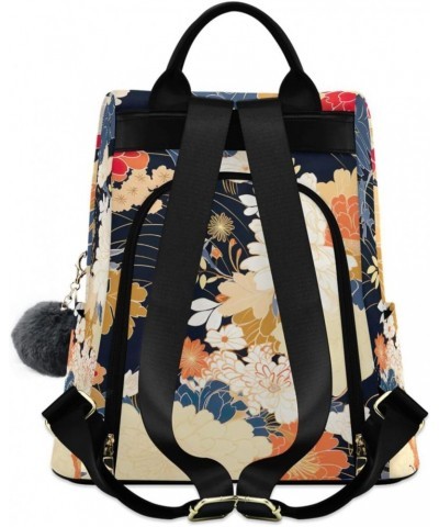 Japanese Floral Flower Womens Backpack Purse Travel Backpack Anti Theft Shoulder Bag Satchel Bags for Travel Work Women Ladie...