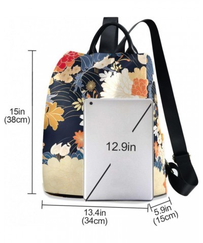 Japanese Floral Flower Womens Backpack Purse Travel Backpack Anti Theft Shoulder Bag Satchel Bags for Travel Work Women Ladie...