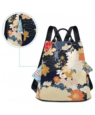 Japanese Floral Flower Womens Backpack Purse Travel Backpack Anti Theft Shoulder Bag Satchel Bags for Travel Work Women Ladie...