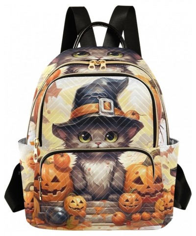 Cartoon Cat Pumpkins Quilted Backpack for Women Backpack Purses Small Travel Purse Cartoon Cat Pumpkins Small $20.66 Backpacks