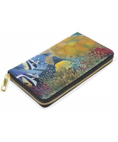 U LIFE Vintage Wild Ocean Sea Aquatic World Animals Tortoise Wallets Purse Cash Card Holder Case Leather $14.69 Wallets