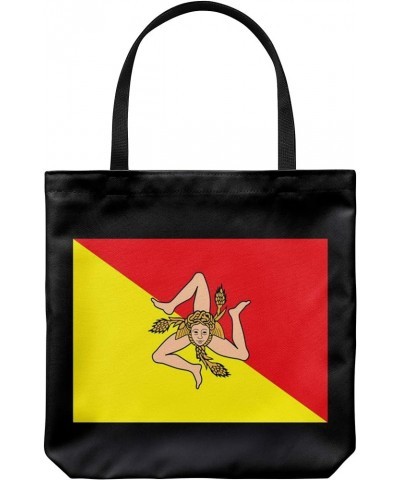 Tote Bag Italy Themed - Sicilian Flag Casual & Big but Stylish Poplin Shoulder Handbag for Work & Travel Black (13x13") $19.8...