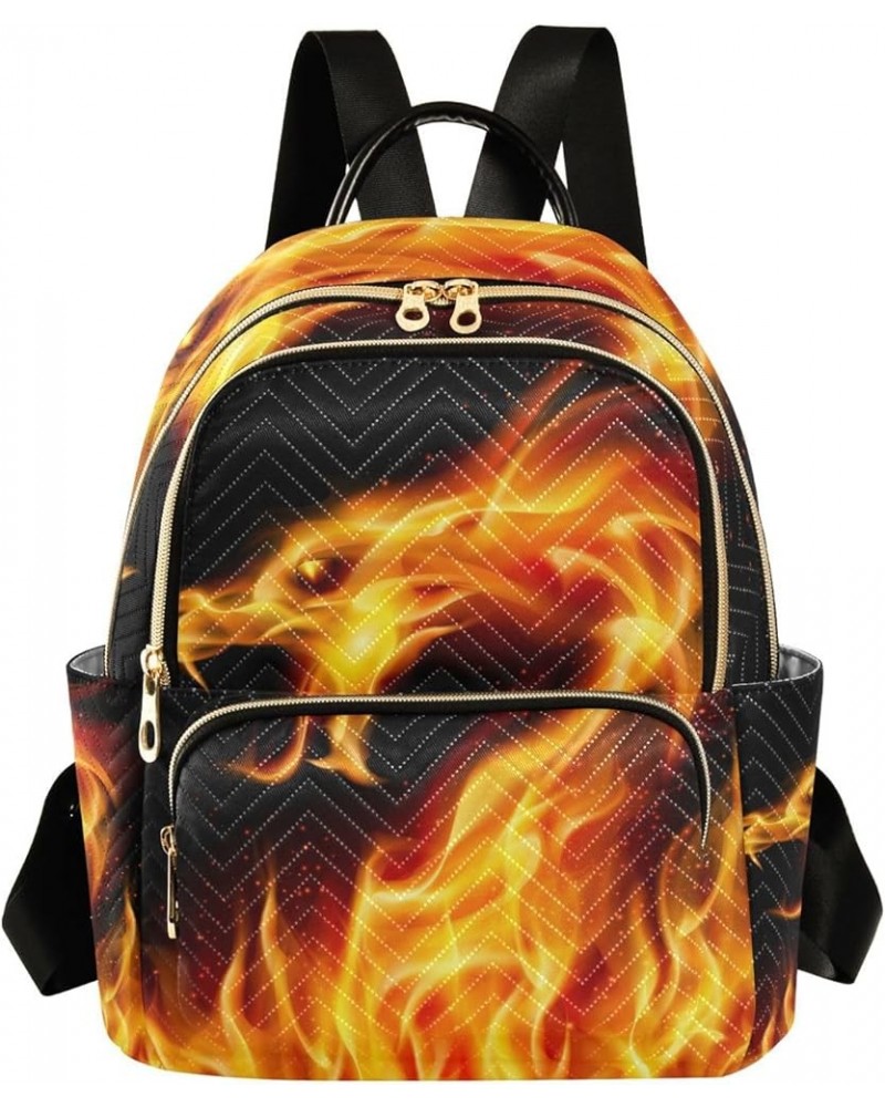 Hipster Dragon with Fire Backpack Purse for Women Lightweight Back Pack Casual Daypack Travel Shoulder Bag Bookbag - S Small ...