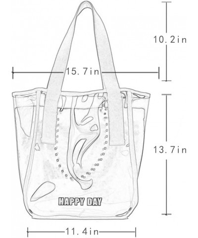 Women's Waterproof PVC Transparent Two Piece Tote Bag,Inner Belt Mesh Bag Ladies Clear Purse Shoulder Bags Red $21.20 Totes