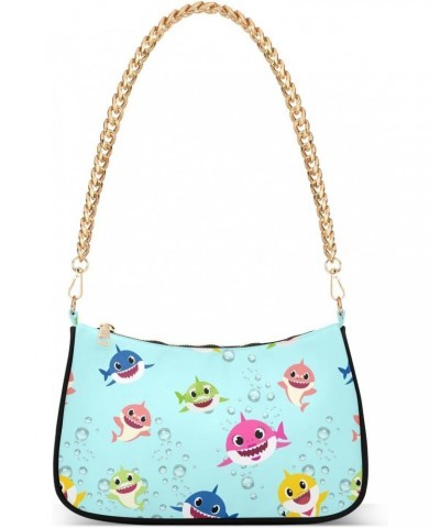 Colorful Cute Sharks Shoulder Bags for Women Crossbody Bags Tote Handbag Stylish Clutch Purse with Chain Strap 7.1x11x2.8 in ...