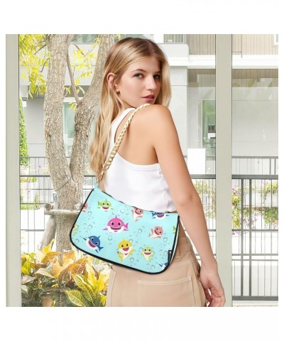 Colorful Cute Sharks Shoulder Bags for Women Crossbody Bags Tote Handbag Stylish Clutch Purse with Chain Strap 7.1x11x2.8 in ...