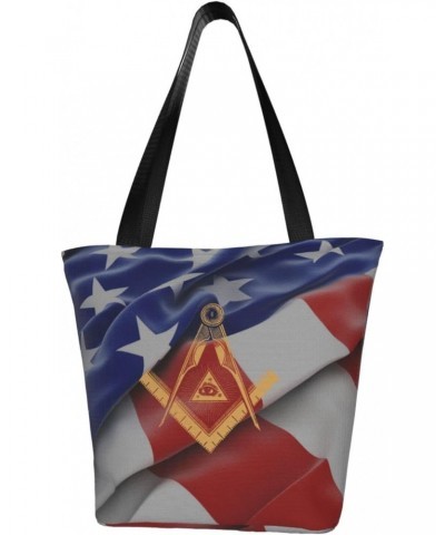 The Masonic Square And Compass Symbol Women'S Casual One Shoulder Carry Shopping Bag Large Capacity Working Storage Handbag $...