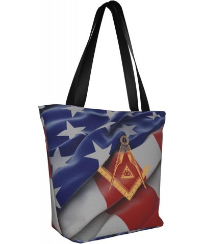 The Masonic Square And Compass Symbol Women'S Casual One Shoulder Carry Shopping Bag Large Capacity Working Storage Handbag $...