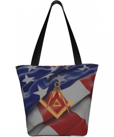 The Masonic Square And Compass Symbol Women'S Casual One Shoulder Carry Shopping Bag Large Capacity Working Storage Handbag $...