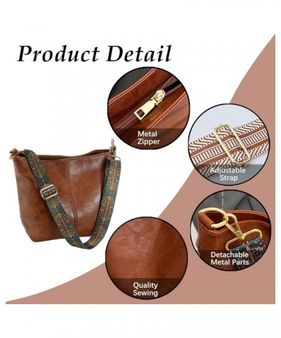 Hobo Bags Vegan Leather Crossbody Bag Guitar Strap Shoulder Purses with Zipper Handbags for Women(Brown) Brown $26.40 Totes