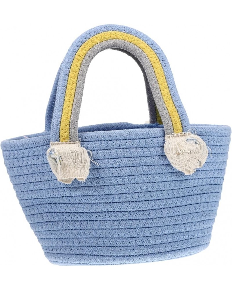 Woven Bag Large Capacity Beach Bag Bohemian Style Beach Tote Cotton Woven Handbag Woven Beach Bag Woven Blue $10.43 Totes