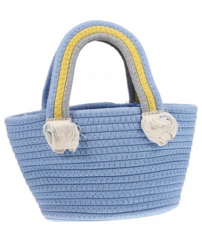 Woven Bag Large Capacity Beach Bag Bohemian Style Beach Tote Cotton Woven Handbag Woven Beach Bag Woven Blue $10.43 Totes