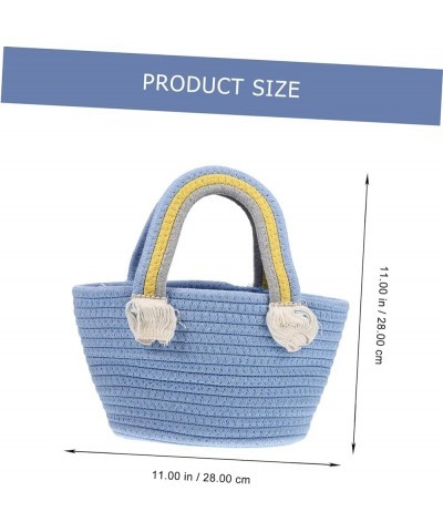 Woven Bag Large Capacity Beach Bag Bohemian Style Beach Tote Cotton Woven Handbag Woven Beach Bag Woven Blue $10.43 Totes