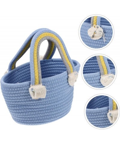 Woven Bag Large Capacity Beach Bag Bohemian Style Beach Tote Cotton Woven Handbag Woven Beach Bag Woven Blue $10.43 Totes