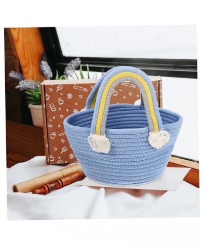 Woven Bag Large Capacity Beach Bag Bohemian Style Beach Tote Cotton Woven Handbag Woven Beach Bag Woven Blue $10.43 Totes