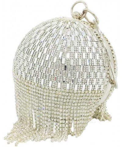 Dazzling Crystal Tassel Women Evening Bag Round Wedding Cocktail Wristlets Handbag Purse $24.93 Evening Bags