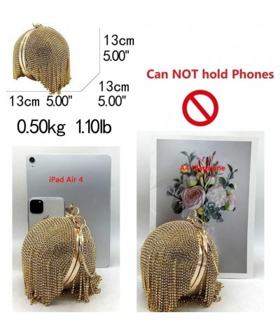 Dazzling Crystal Tassel Women Evening Bag Round Wedding Cocktail Wristlets Handbag Purse $24.93 Evening Bags