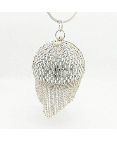 Dazzling Crystal Tassel Women Evening Bag Round Wedding Cocktail Wristlets Handbag Purse $24.93 Evening Bags