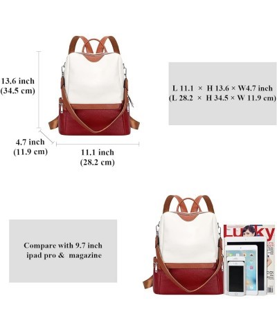 Leather Backpack for Women Elegant Genuine Backpack Purse Ladies Leather Shoulderbag White/Wine Red/Brown $42.41 Backpacks